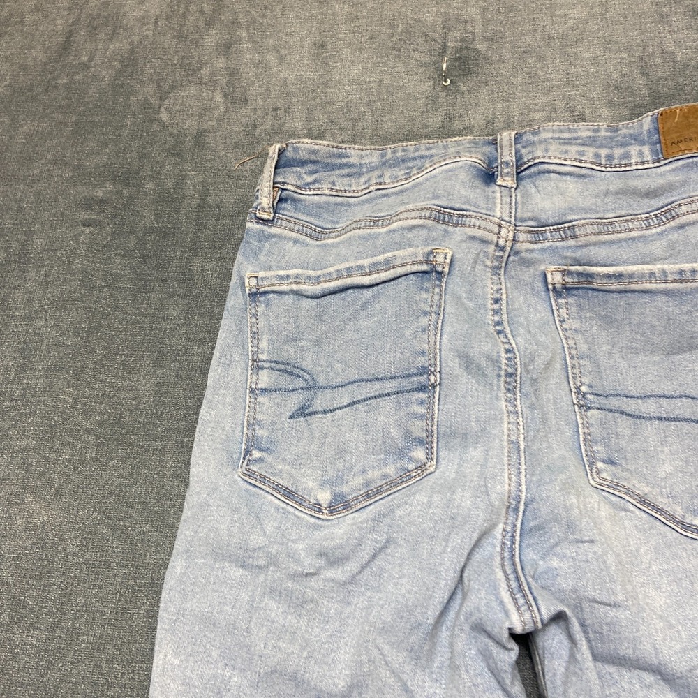 American Eagle Outfitters Flare Jeans Womens 6 Blue Stretch Mid Rise Distressed - Picture 16 of 16